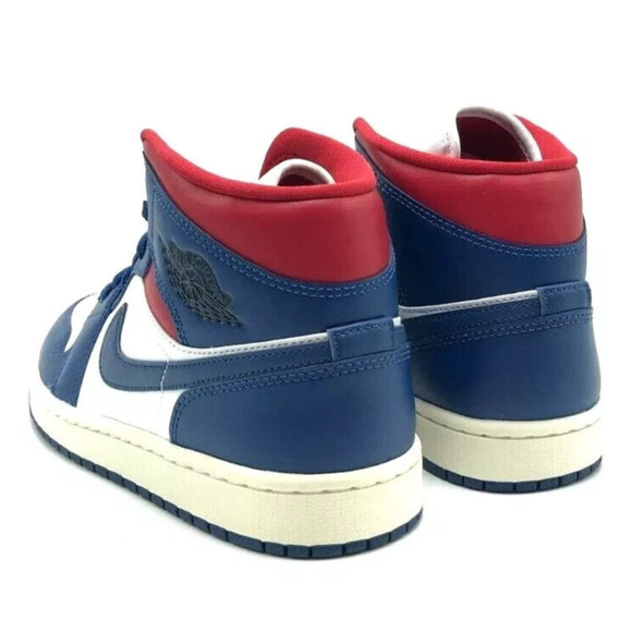*NEW* WOMEN Nike Air Jordan 1 Mid White/French Blue-Gym Red (BQ6472 146) Size 8 - Picture 5 of 8